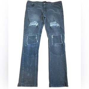 M. Society Mad City Collab Black Distressed Men’s Denim Jeans Size 40X32